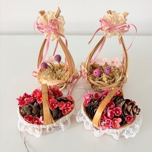 Vintage Mini Flower Baskets English Cottage Shabby Chic Farmhouse Decor